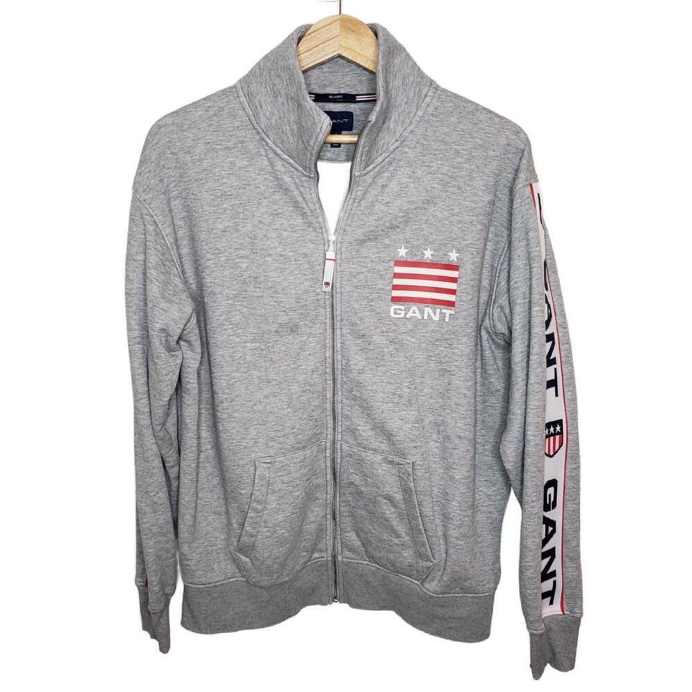 GANT Men's Sz S Retro Shield Zip Cardigan Grey Sweat Jacket (1677)